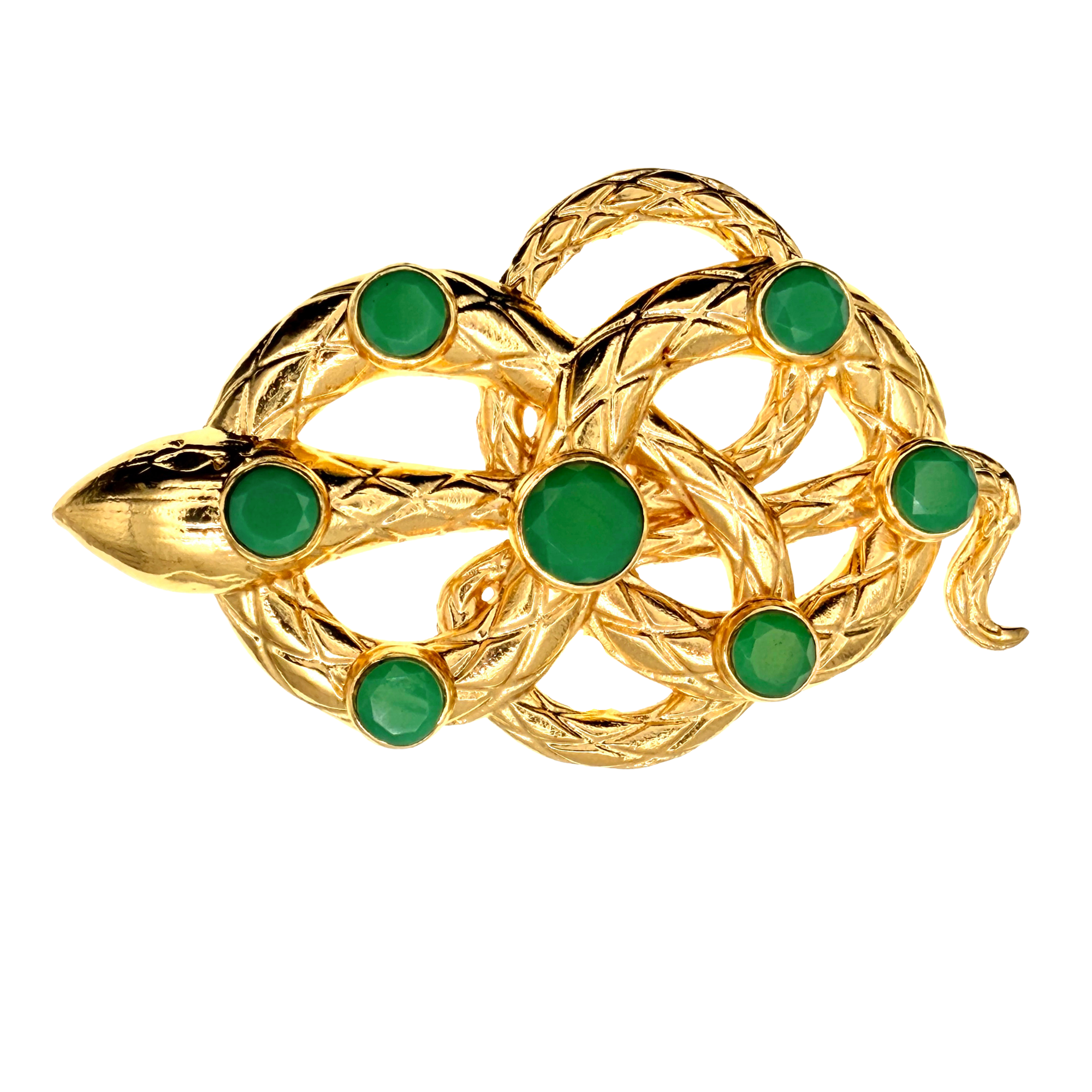 LE SERPENT Faceted Chrysoprase Gemstone Gold Buckle + Artisan Leather Belt