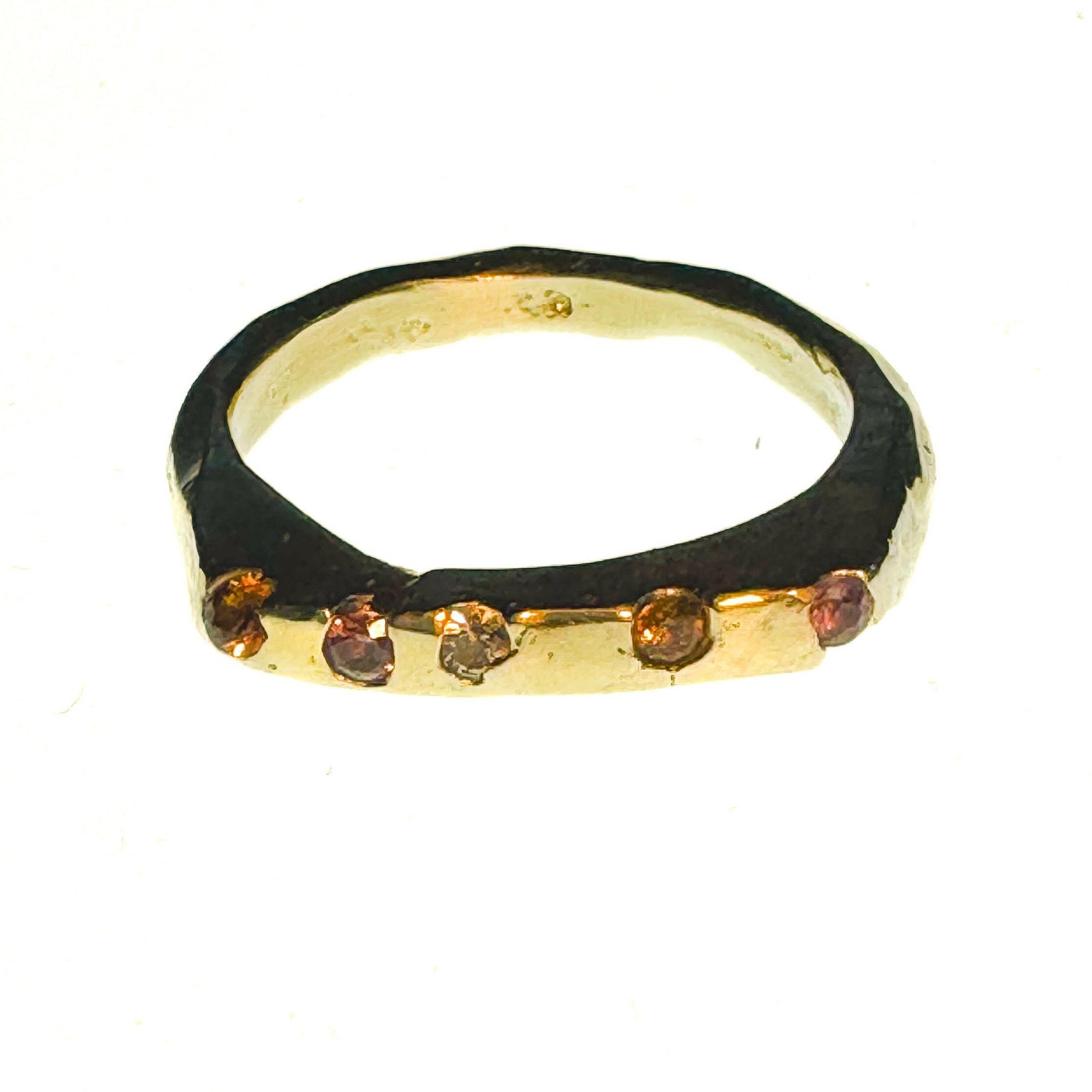 Made-To-Order 14k Harmony Fairmined Gold Slice Ring with Sapphires.
