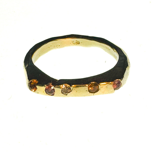 Made-To-Order 14k Harmony Fairmined Gold Slice Ring with Sapphires.