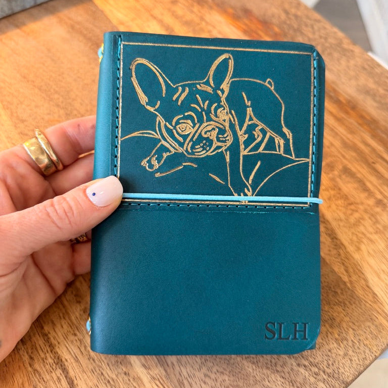 Custom Foil Embossed Artwork A6 Tri-fold Premium Leather Journal