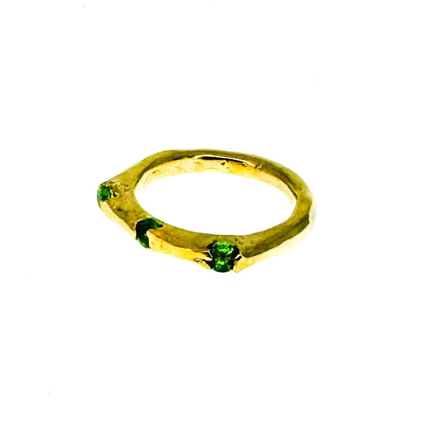 Made-To-Order Silver or Gold Overlay Slice Ring with Nano Gems.
