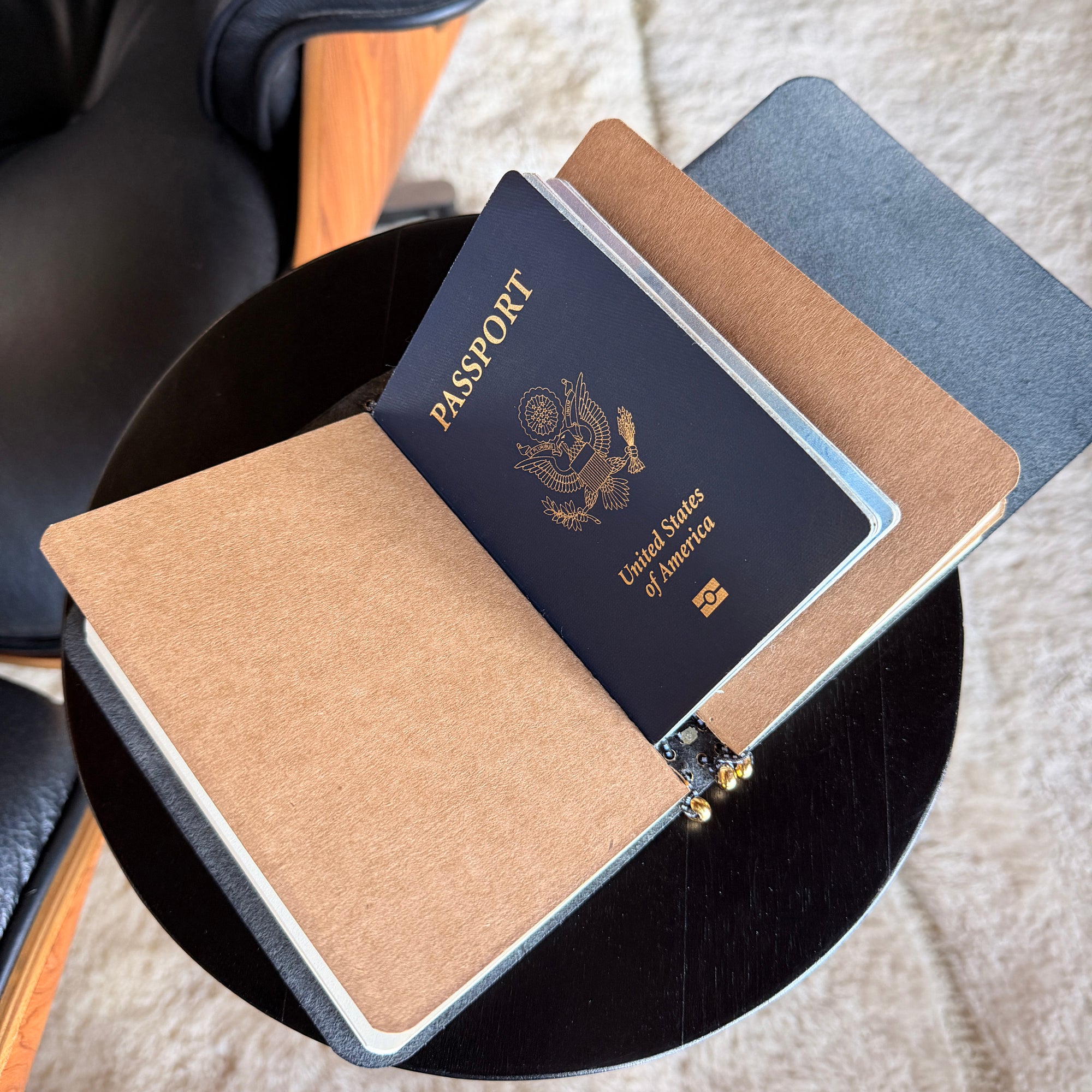 The Traveler - A6 Tri-Fold Premium Leather Journal with Monogram