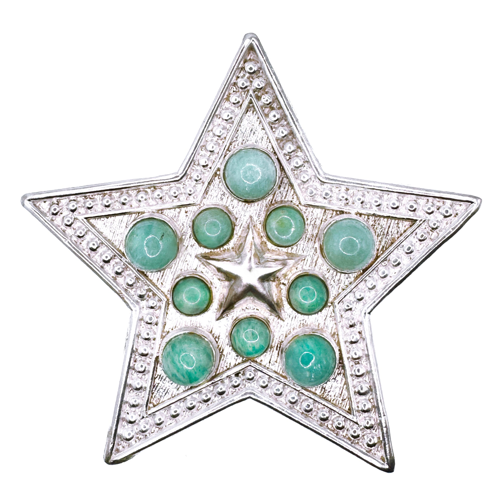 ETOILE Teal Amazonite Gemstone Silver Buckle + Artisan Leather Belt