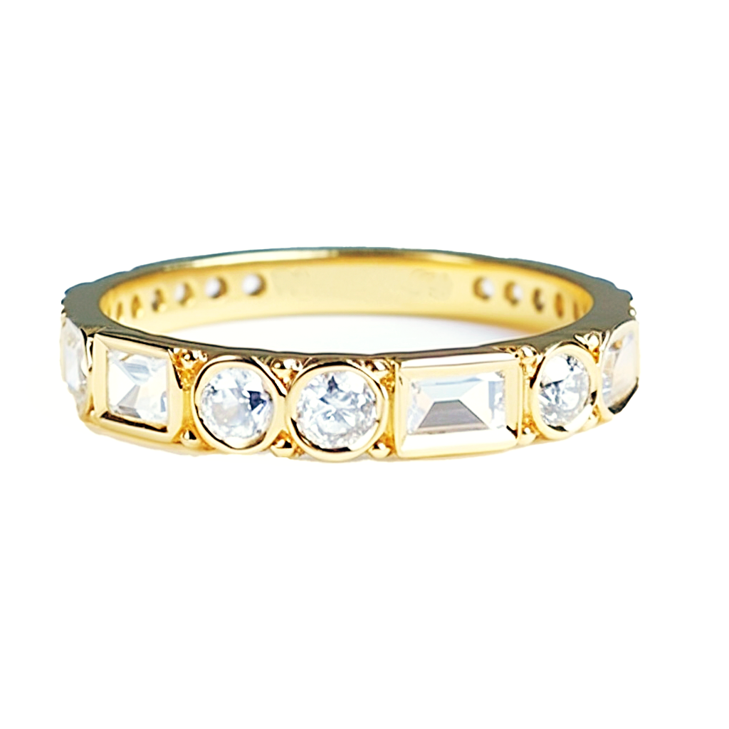 Geometric Style wedding band with diamonds