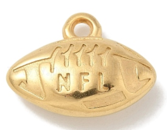 Gold NFL football charm on a white background