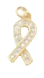 Gold breast cancer awareness ribbon charm design on a white background
