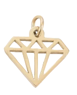 Gold diamond-shaped charm on a white background