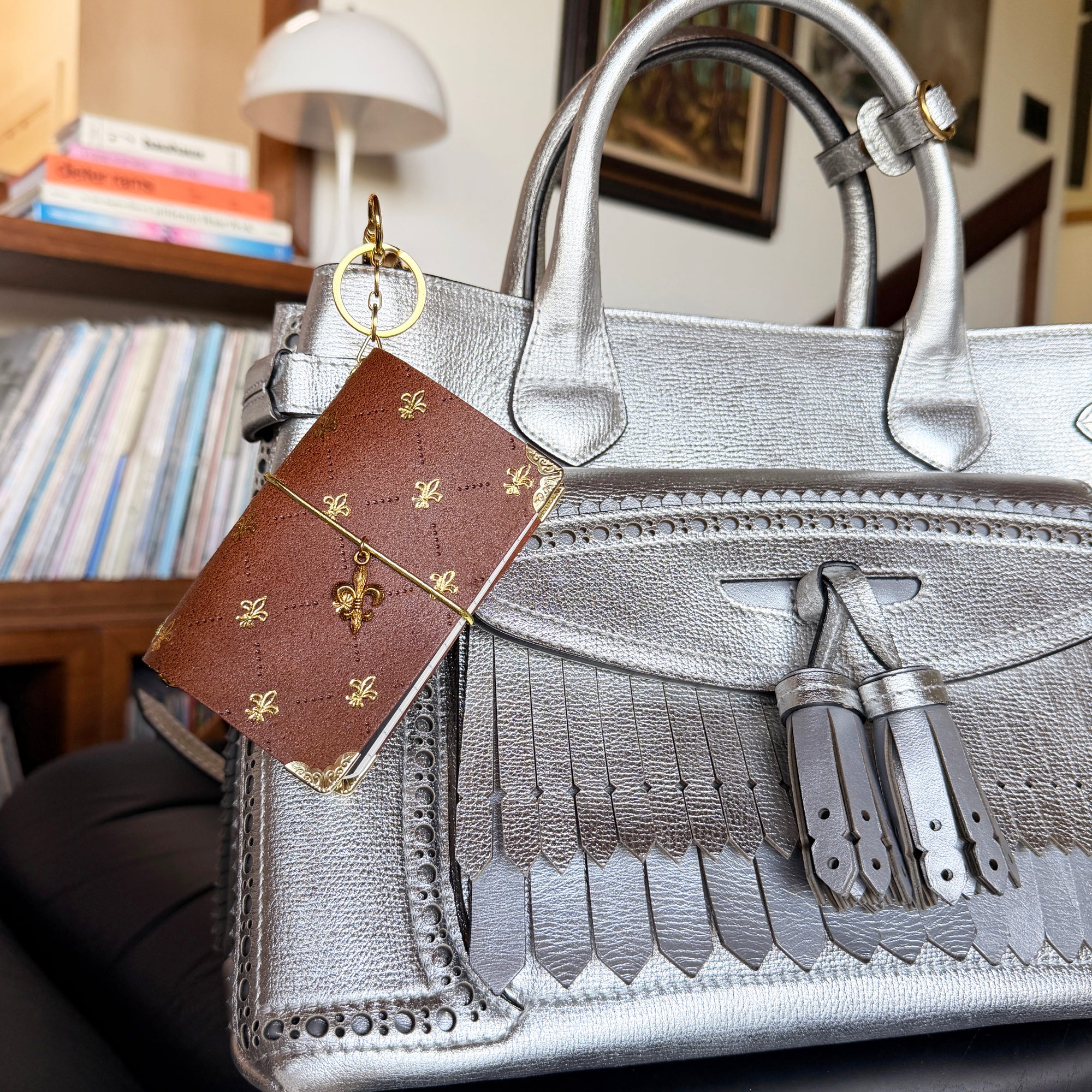 Le Bag Charm -  Fleur De Lis Foil Embossed Pattern (Pocket) Journal