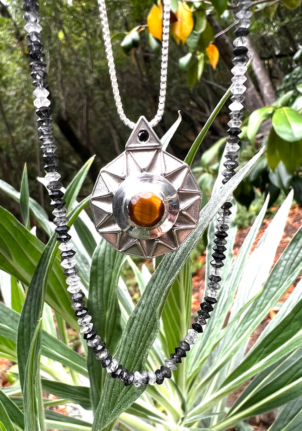 Rising Sun Pendant Necklace - Sterling Silver.