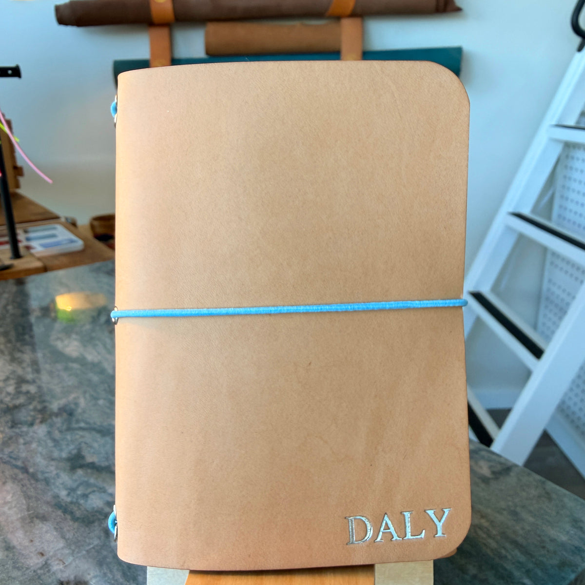 Custom A6 Bi-Fold Premium Leather Journal with Monogram