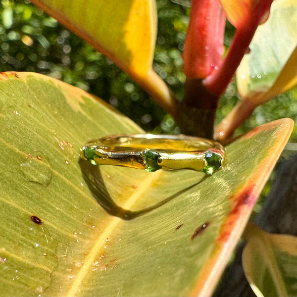 Made-To-Order Silver or Gold Overlay Slice Ring with Nano Gems.
