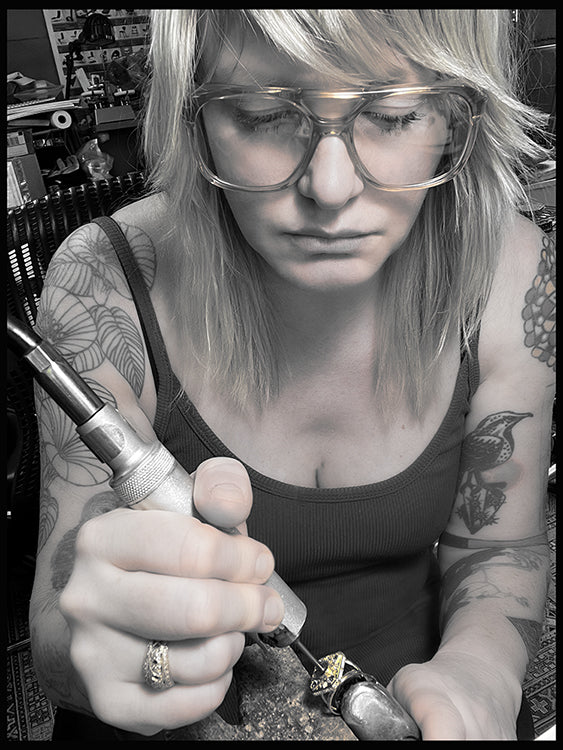 Rae working in her studio 