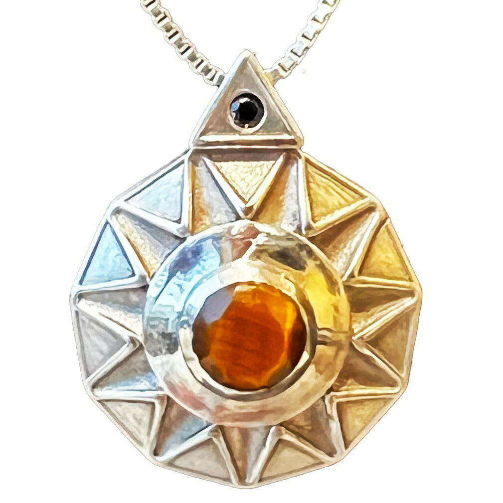 Rising Sun Pendant Necklace - Sterling Silver.