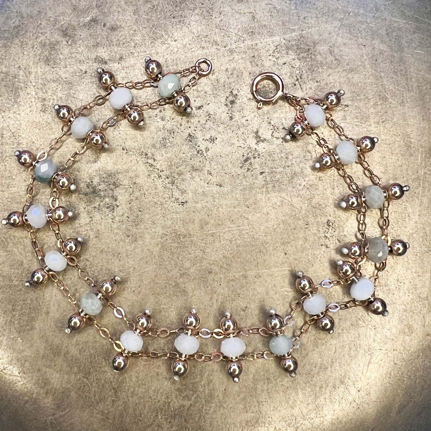 Gemstone Stacker Bracelet - Burma Jade + Rose Gold-Filled