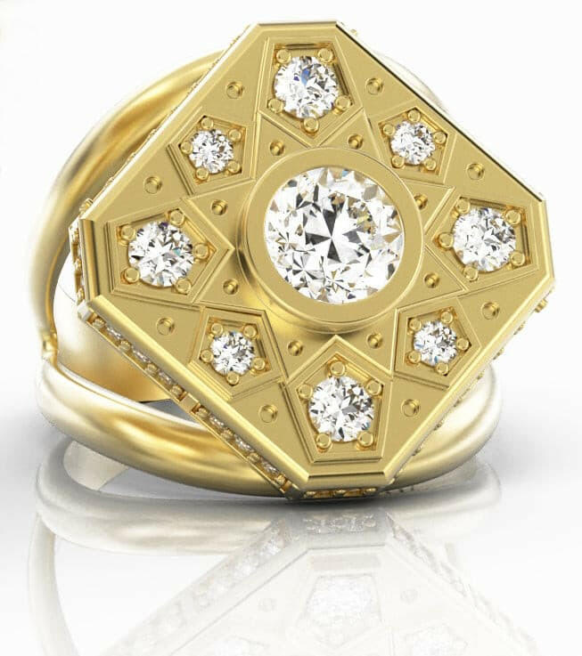 Sunrae Deux Custom Gemstone Recycled Gold Cocktail Ring.