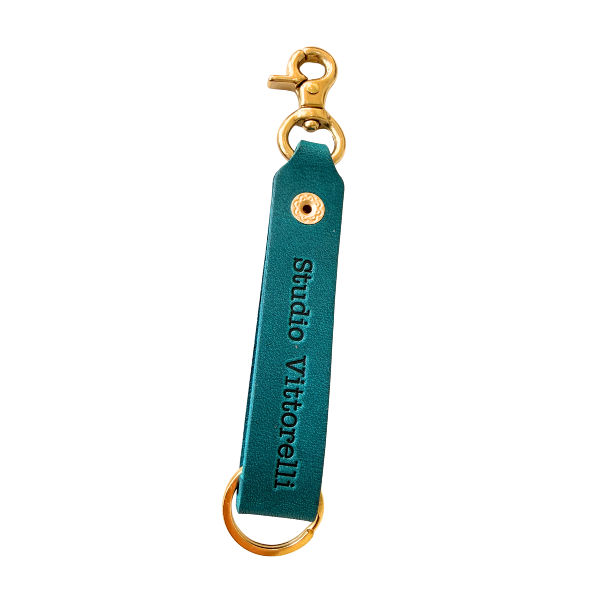 Premium Leather Swivel Snap Keychain with Monogram