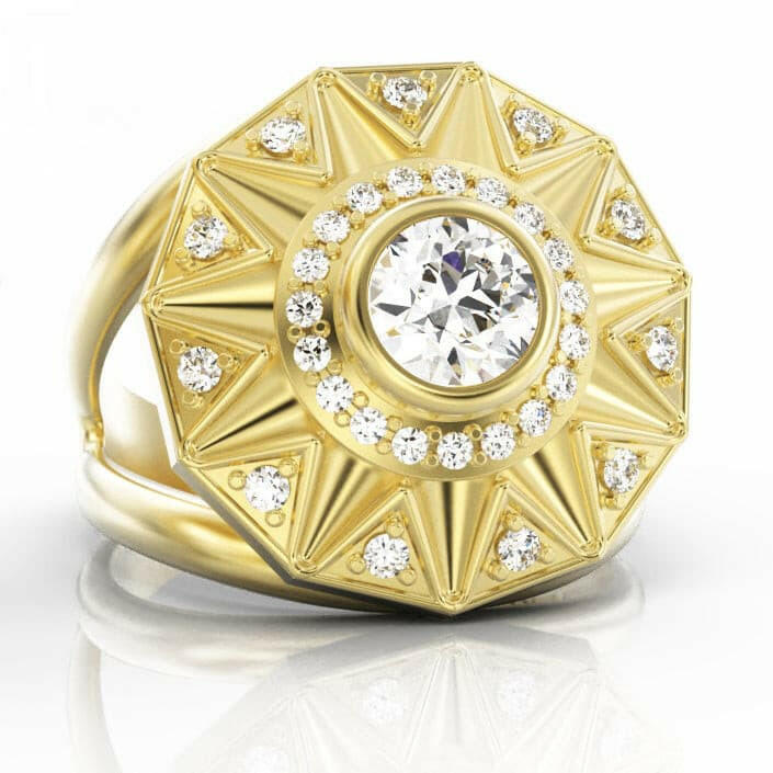 Sunshine Love Cocktail Ring - Recycled Gold Diamond Cocktail Ring.