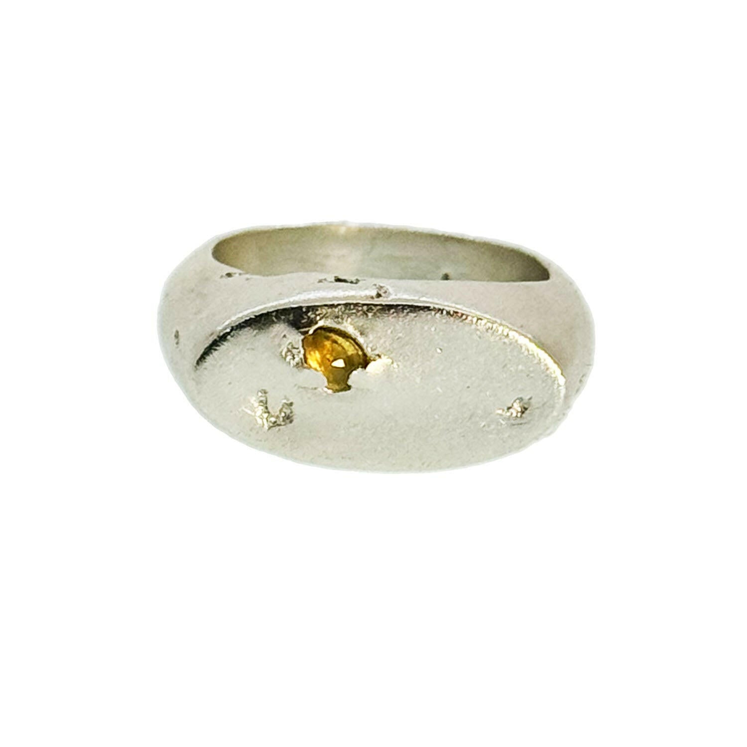 Goldenrod Reverse-set Sapphire Signet Ring in Sterling Silver (One Only).