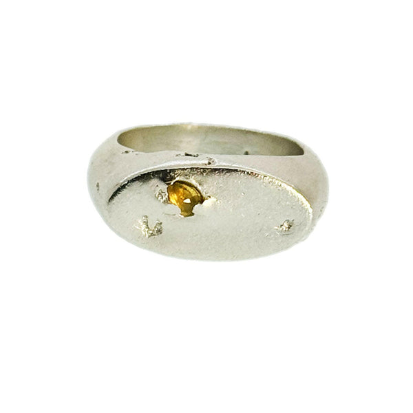 Goldenrod Reverse-set Sapphire Signet Ring in Sterling Silver (One Only).