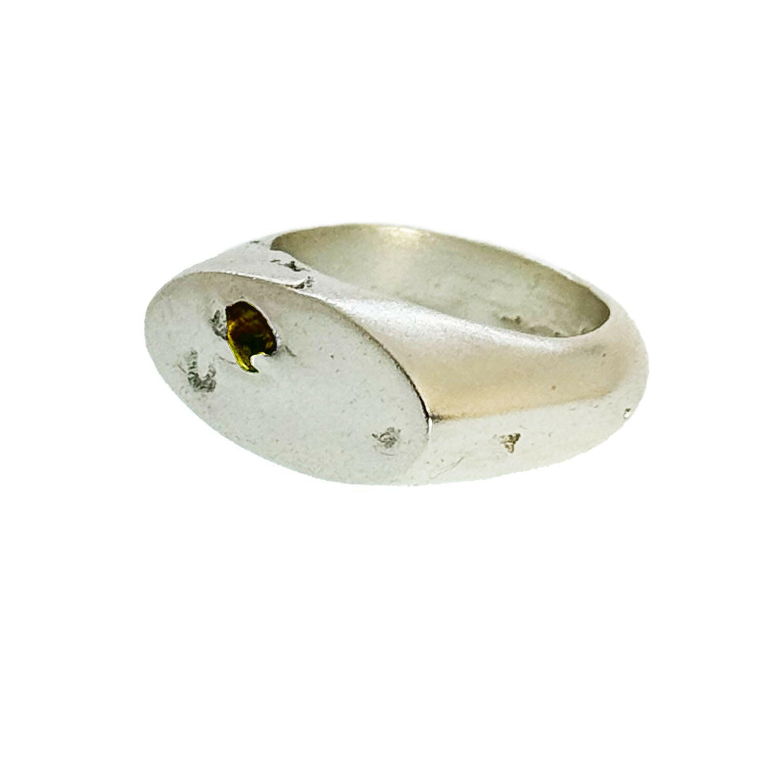 Goldenrod Reverse-set Sapphire Signet Ring in Sterling Silver (One Only).