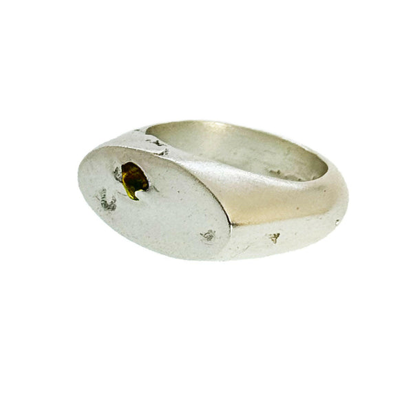 Goldenrod Reverse-set Sapphire Signet Ring in Sterling Silver (One Only).