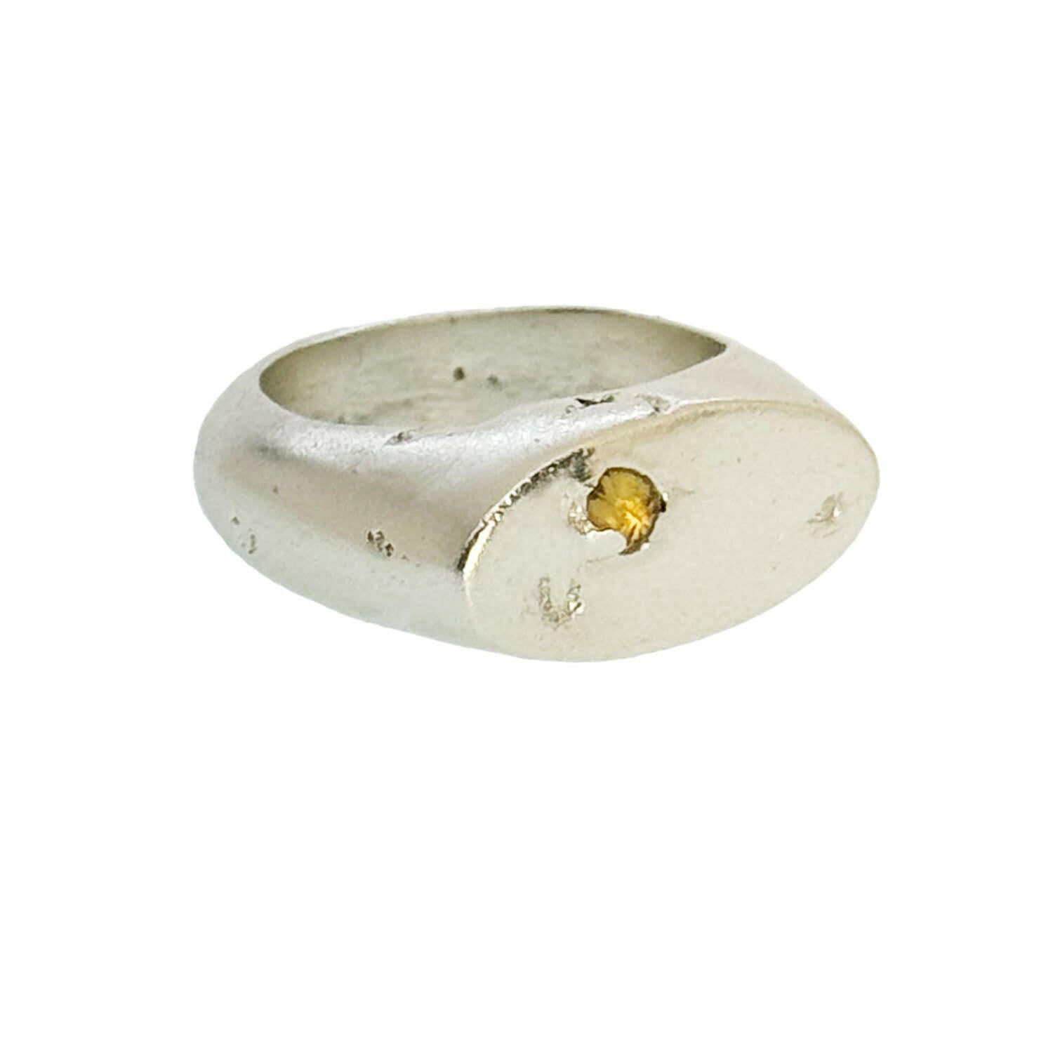 Goldenrod Reverse-set Sapphire Signet Ring in Sterling Silver (One Only).
