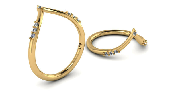Without You - 14k Recycled Gold Hexagon Engagement Ring + Band Set - Settings Only.